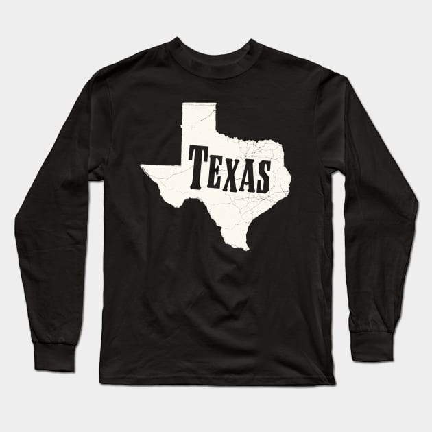 Texas Map Vintage Long Sleeve T-Shirt by lukassfr